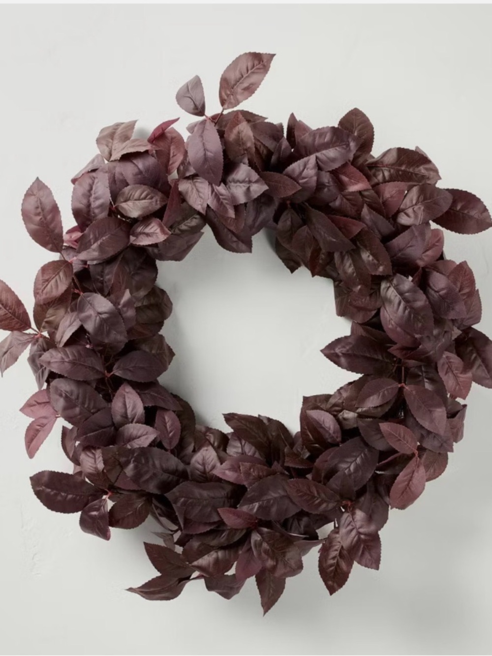 Hearth & Hand Dark Burgundy Fall Autumn Themed 26" Artificial Leaf Indoor Wreath